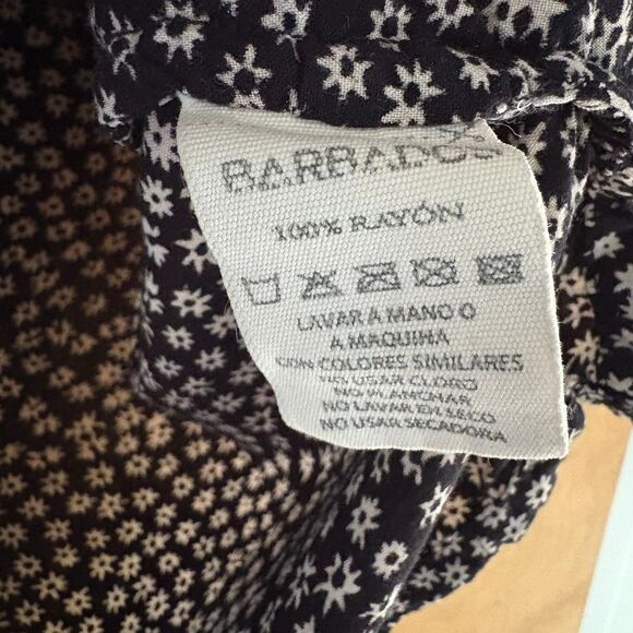 Women's Soft Draped Rayon Black & White Micro Floral Button Up Blouse size XL - Picture 8 of 9